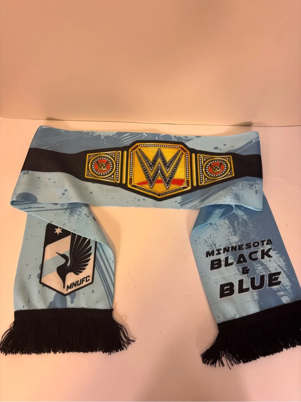 WWE x Minnesota United FC Black & Blue Light Blue Fan Scarf